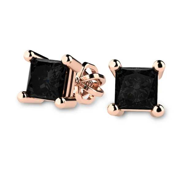 Náušnice růžové zlato 585/1000 s černým zirkonem 109013-CV-ZIR-Black