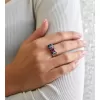 Stříbrný prsten s krystaly Swarovski mix barev modrá růžová 35014.4