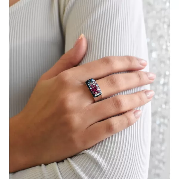 Stříbrný prsten s krystaly Swarovski mix barev modrá růžová 35014.4