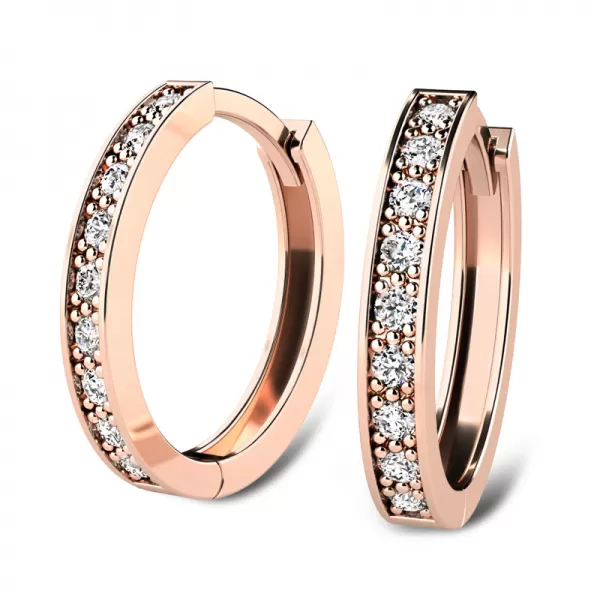 Náušnice růžové zlato 585/1000, přírodní diamanty 0.270ct, 109014-CV-DIA