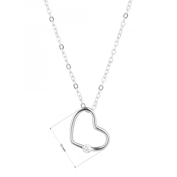Stříbrný náhrdelník srdce se zirkonkem 12098.1 crystal
