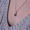 Stříbrný náhrdelník luxusní s pravým minerálním kamenem temně modrý 12083.3 sapphire