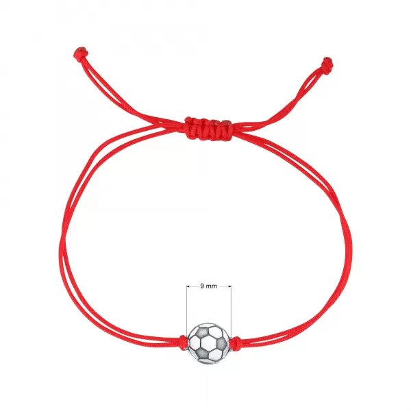 Textilní náramek Kabbalah červený se stříbrným fotbalovým míčem 13057.3 red