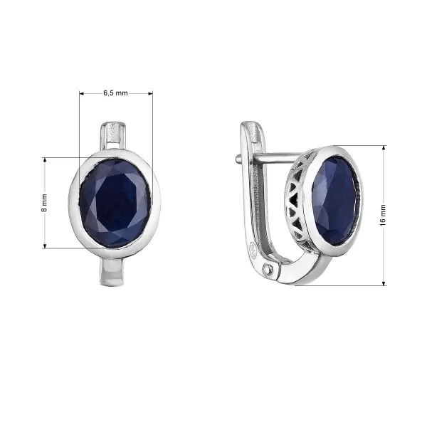 Stříbrné náušnice s pravými minerálními kameny temně modré 11493.3 dark sapphire