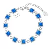 Stříbrný náramek s modrým syntetickým opálem čtverec a bílé krystaly Preciosa 33047.1 blue