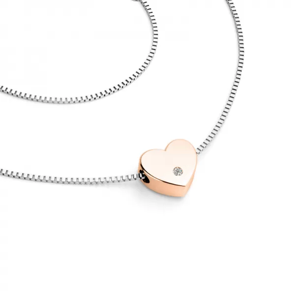 Náhrdelník srdce s diamantem 10979-NH01-BCV-DIA