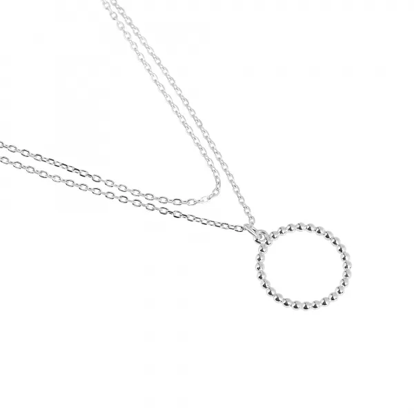 Stříbrný náhrdelník dvojitý řetízek s kroužksm 620017