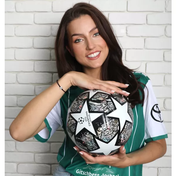 Textilní náramek Kabbalah černý se stříbrným fotbalovým míčem 13057.3 black