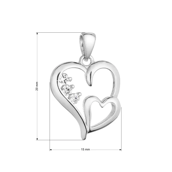 Stříbrný přívěsek srdíčka se třemi zirkony v bílé barvě 14022.1