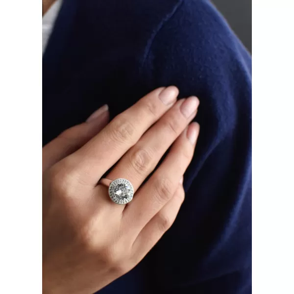 Stříbrný prsten s krystaly Swarovski kulatý bílý 35026.1