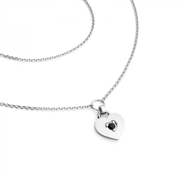 Náhrdelník srdce s diamantem 10874-NH05-B-Black