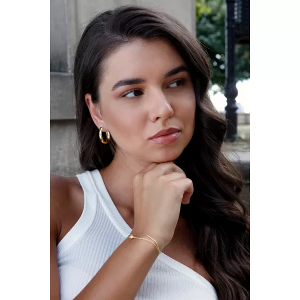 Pozlacený náramek dvojitý řetízek se zirkonem 63006