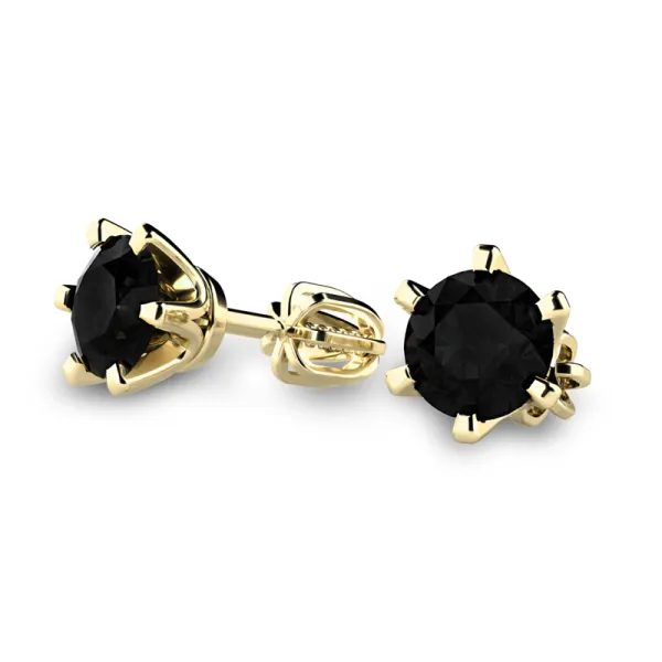 Dámské náušnice žluté zlato 585/1000 s černým zirkonem 10990-ZL-ZIR-Black