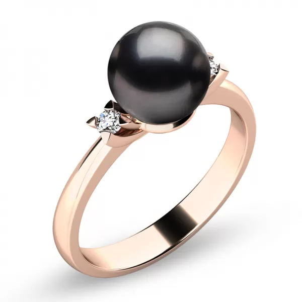 Perlový prsten s diamanty 10888-CV-Black