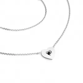 Náhrdelník srdce s diamantem 10874-NH01-B-Black