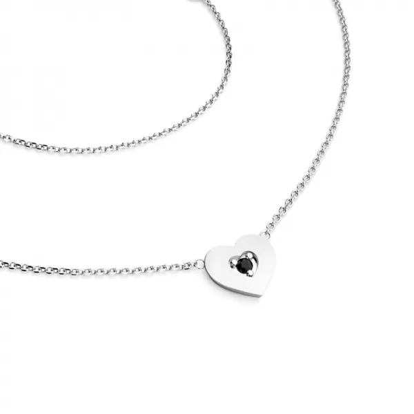 Náhrdelník srdce s diamantem 10874-NH01-B-Black