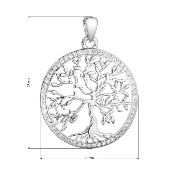 Stříbrný přívěsek strom života lemovaný zirkony bílý 14025.1