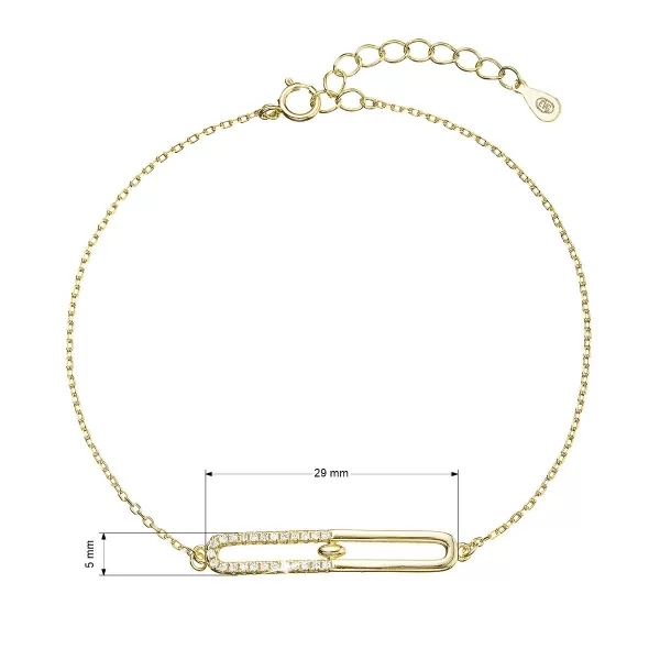 Pozlacený stříbrný náramek s oválkem se zirkony 13034.1