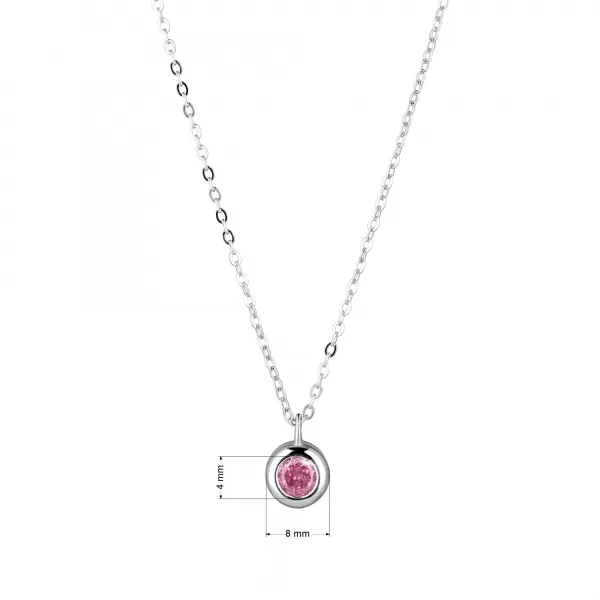 Stříbrný náhrdelník s růžovým zirkonem 12117.3 rose