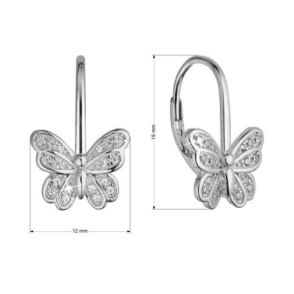 Stříbrné náušnice motýlci se zirkony 11500.1 crystal