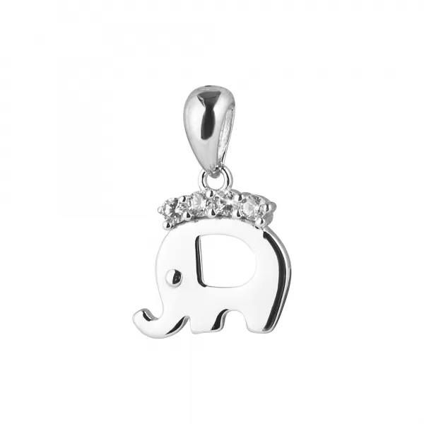 Stříbrný přívěsek slon se zirkóny 14045.1 crystal