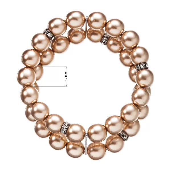 Perlový náramek dvouřadý světle bronzový 33065.3 lt.bronze