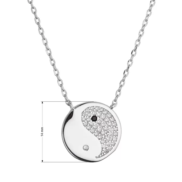 Stříbrný náhrdelník Jin a Jang 12151.1 crystal