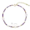 Pozlacený náramek s perlami a ametysty 13113.3