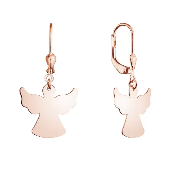 Pozlacené stříbrné náušnice andělé 61133 rose gold