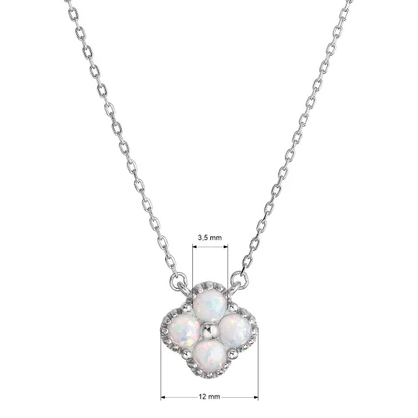 Náhrdelník stříbrný opálový čtyřlístek 12148.1 white