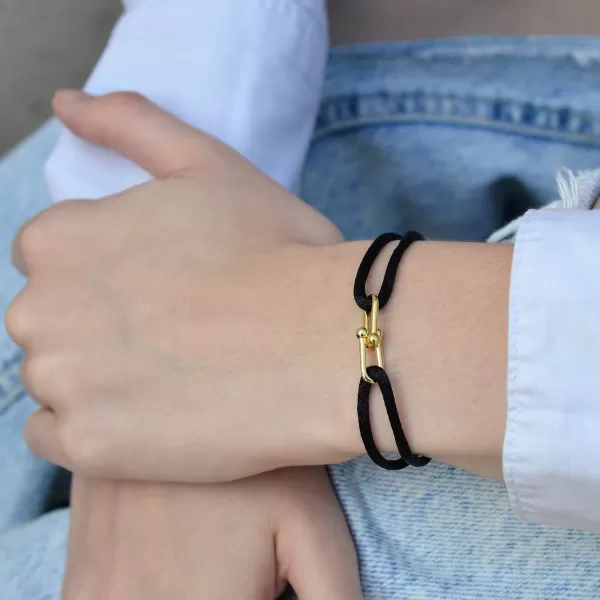 Kabbalah náramek s pozlacenou ozdobou 13094.3 black