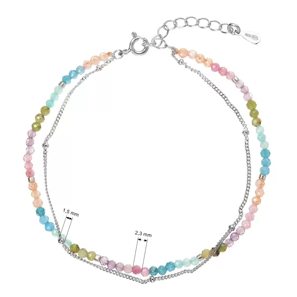 Stříbrný dvojitý náramek s barevnými kameny 13114.3