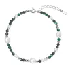 Stříbrný náramek s perlami a malachity 13113.3