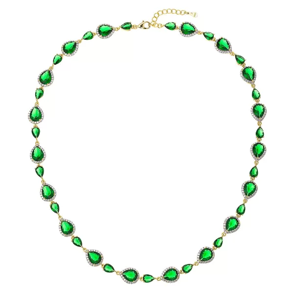Luxusní pozlacený náhrdelník zelené kapky 12189.3