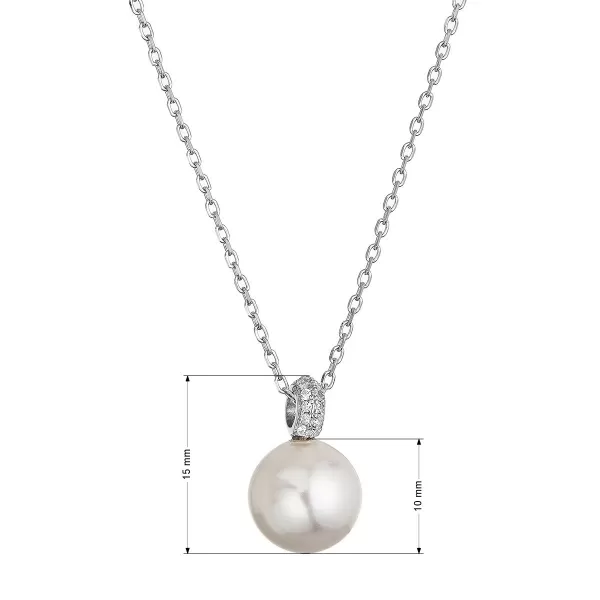 Stříbrný náhrdelník s shell perličkou a zirkony 12143.1
