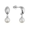 Stříbrné náušnice kruhy se zavěšenou říční perlou 21128.1