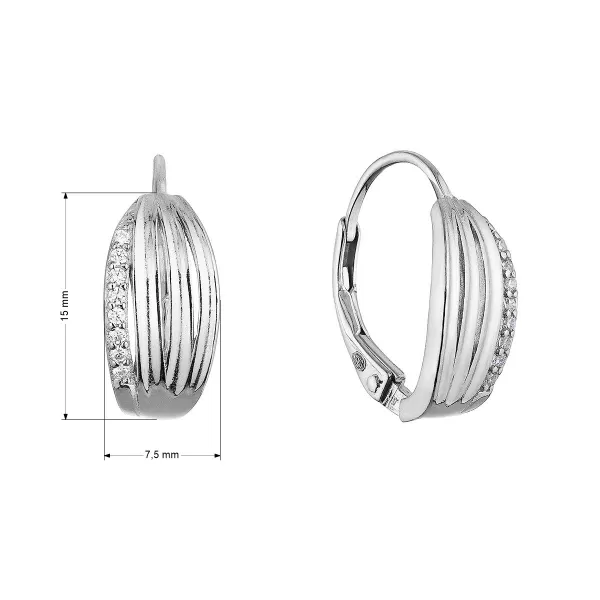 Stříbrné visací náušnice se zirkony 11662.1