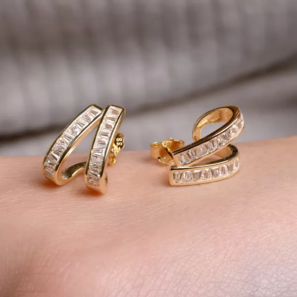 Pozlacené náušnice se zirkony 11772.1