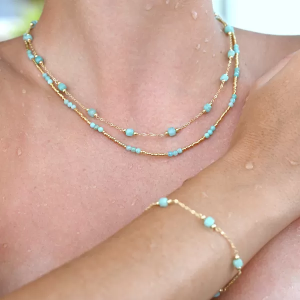 Pozlacený náramek s amazonity 13111.3