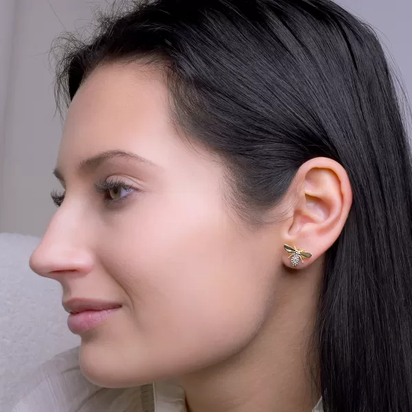 Pozlacené náušnice včelky 11757.1