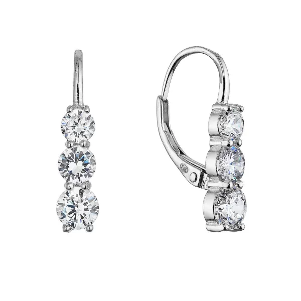 Stříbrné visací náušnice trojitý zirkon 11656.1