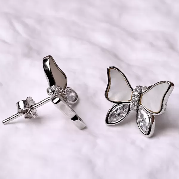 Stříbrné náušnice motýlci s perletí 11804.1