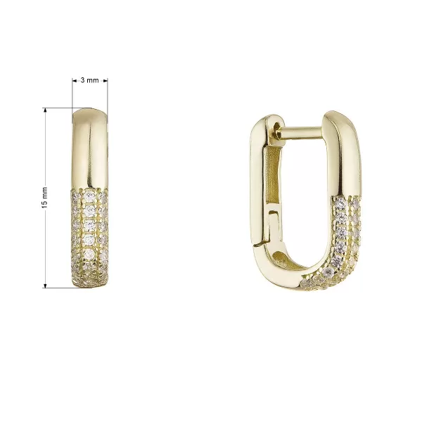 Pozlacené náušnice hranaté oválky 11782.1