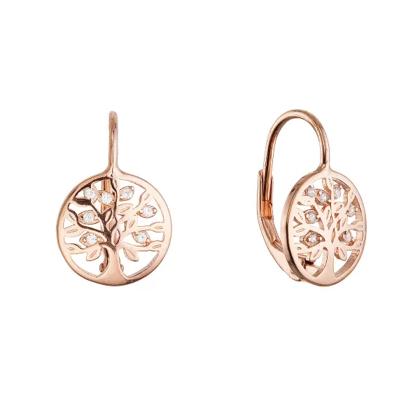 Pozlacené stříbrné náušnice strom života se zirkony 11712.1 rose gold