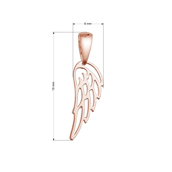 Pozlacený stříbrný přívěsek andělské křídlo 64087 rose gold