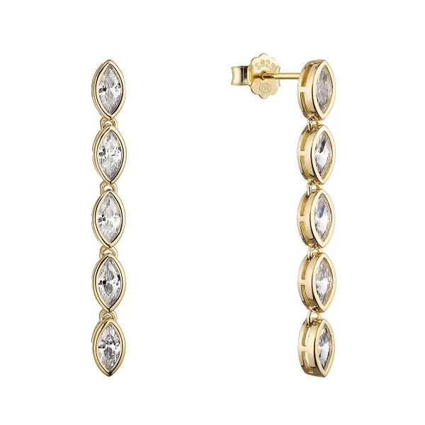 Dlouhé pozlacené náušnice se zirkony 11789.1