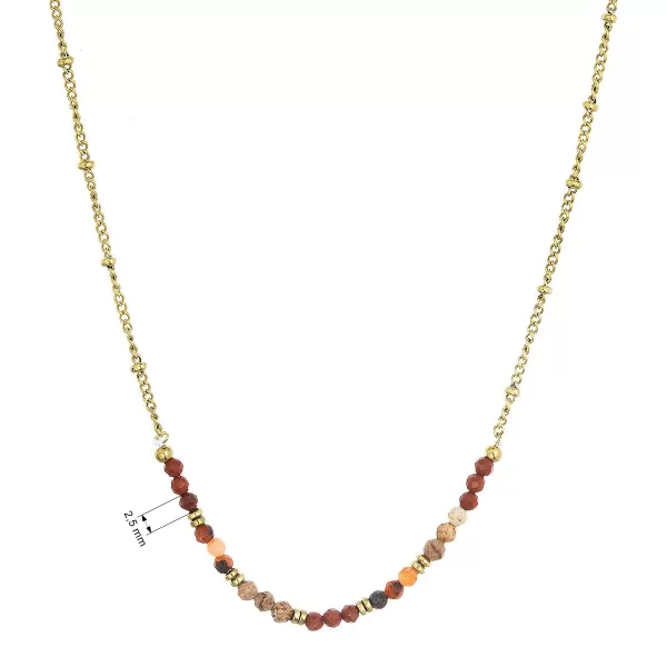 Náhrdelník ocelový s červeným achátem 42027.3