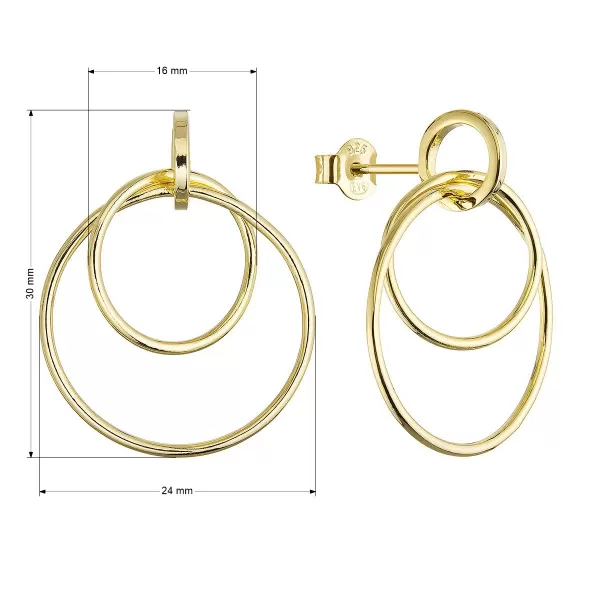 Pozlacené náušnice dvojitý kruh 61168