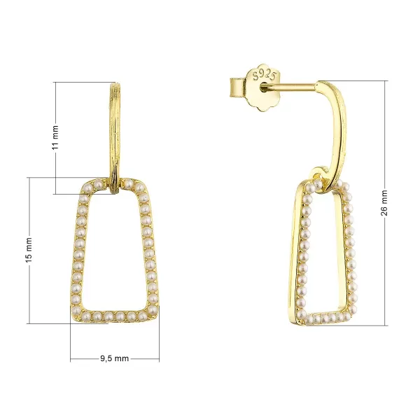 Pozlacené visací náušnice obdélníky 11811.1