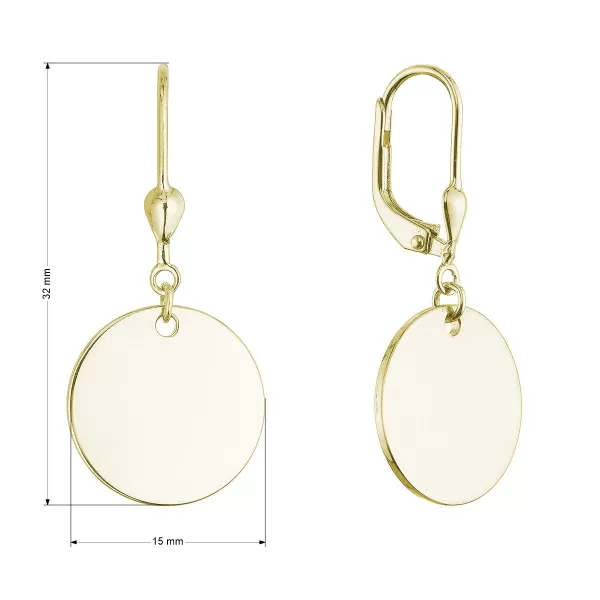 Pozlacené stříbrné náušnice placičky velké 61135